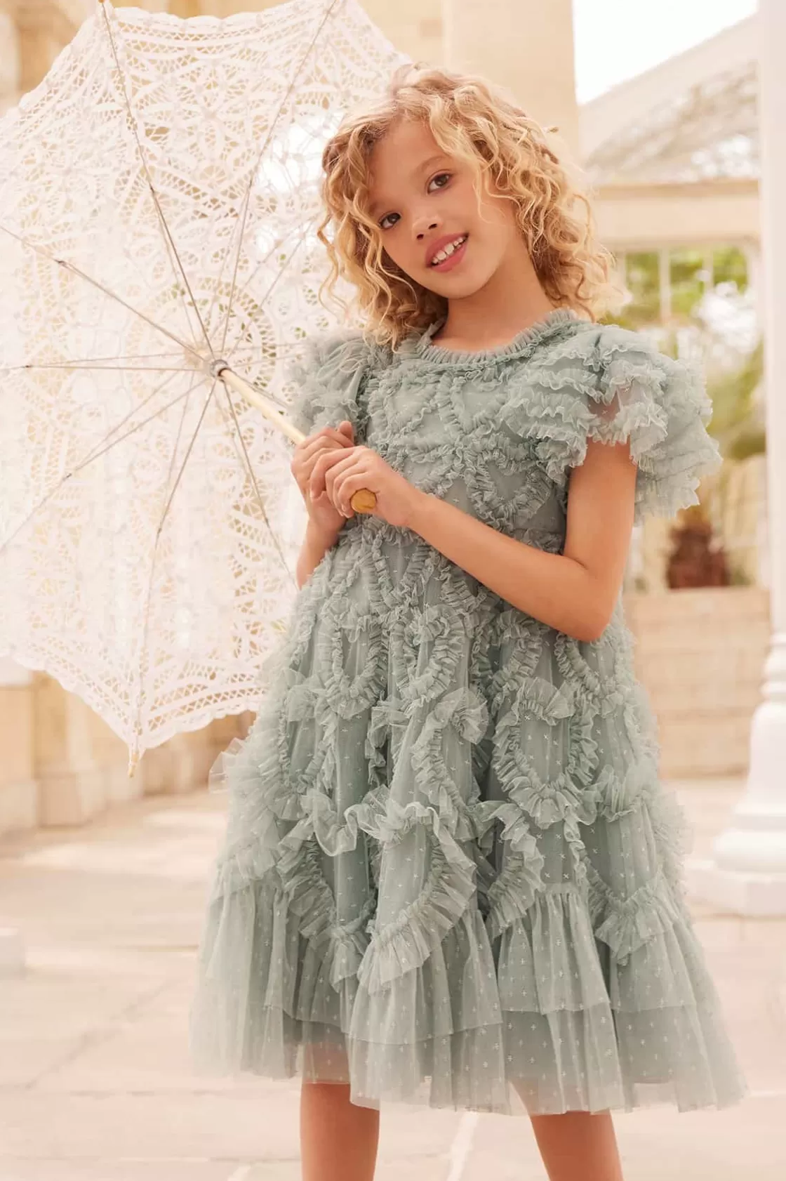 Needle & Thread Mamusia I Ja | Kids Responsibly Sourced-Amorette Kids Dress Green