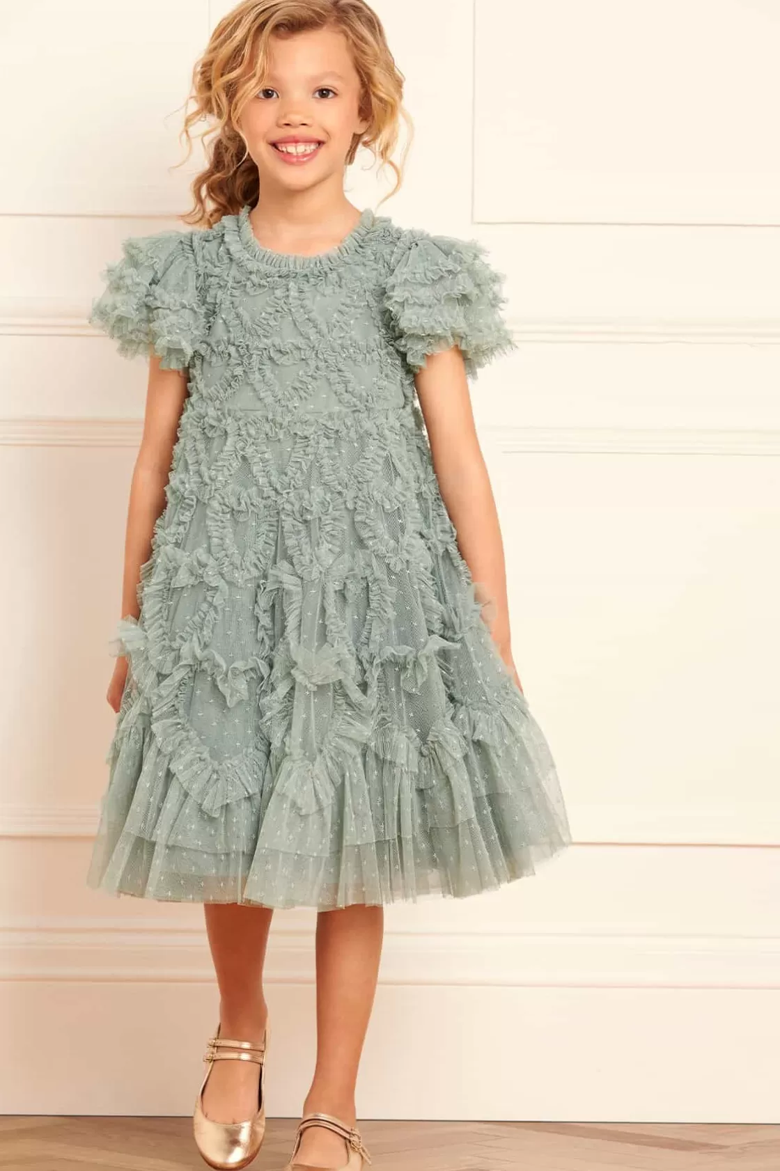 Needle & Thread Mamusia I Ja | Kids Responsibly Sourced-Amorette Kids Dress Green