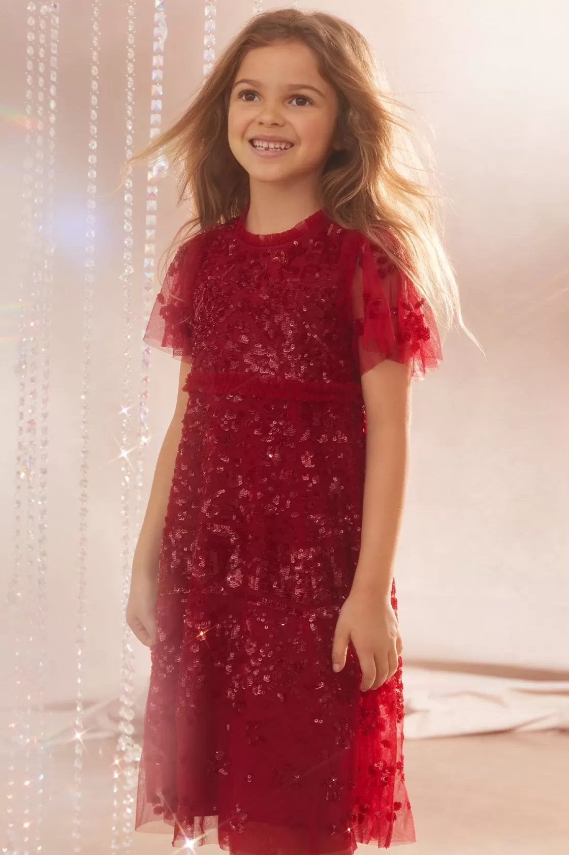 Needle & Thread Mamusia I Ja | Kids Embellished Dresses-Aurora Kids Dress Red