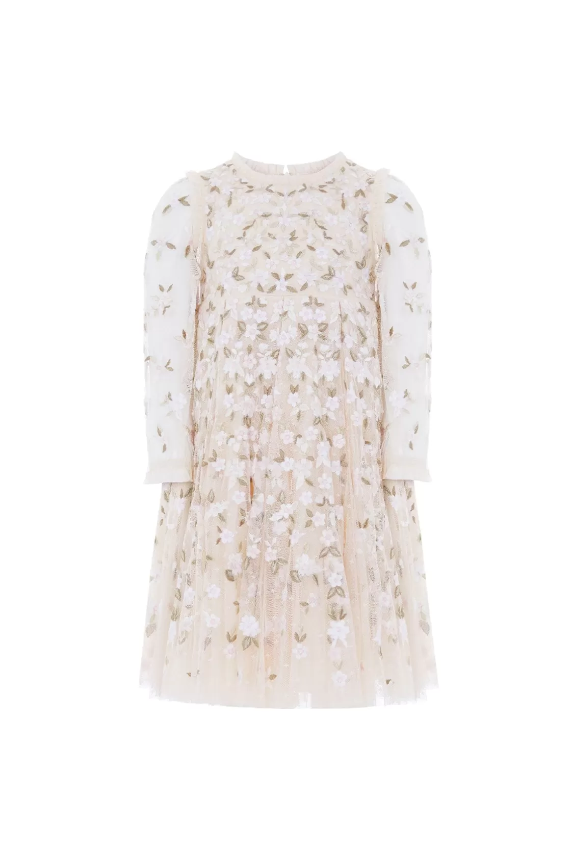 Needle & Thread Mamusia I Ja | Dziewczyna Z Kwiatami-Camellia Ditsy Long Sleeve Kids Dress Champagne