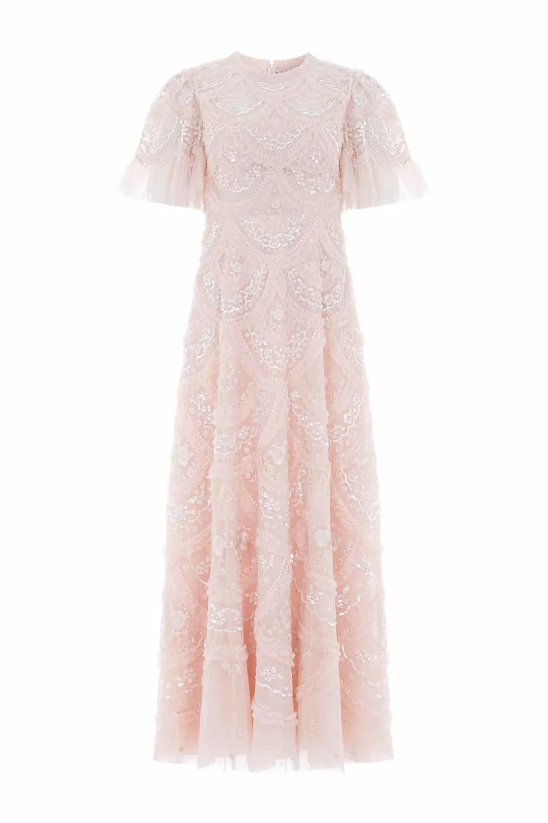 Needle & Thread Plus Size | Sukienki Haftowane-Carmen Ruffle Ankle Gown Pink