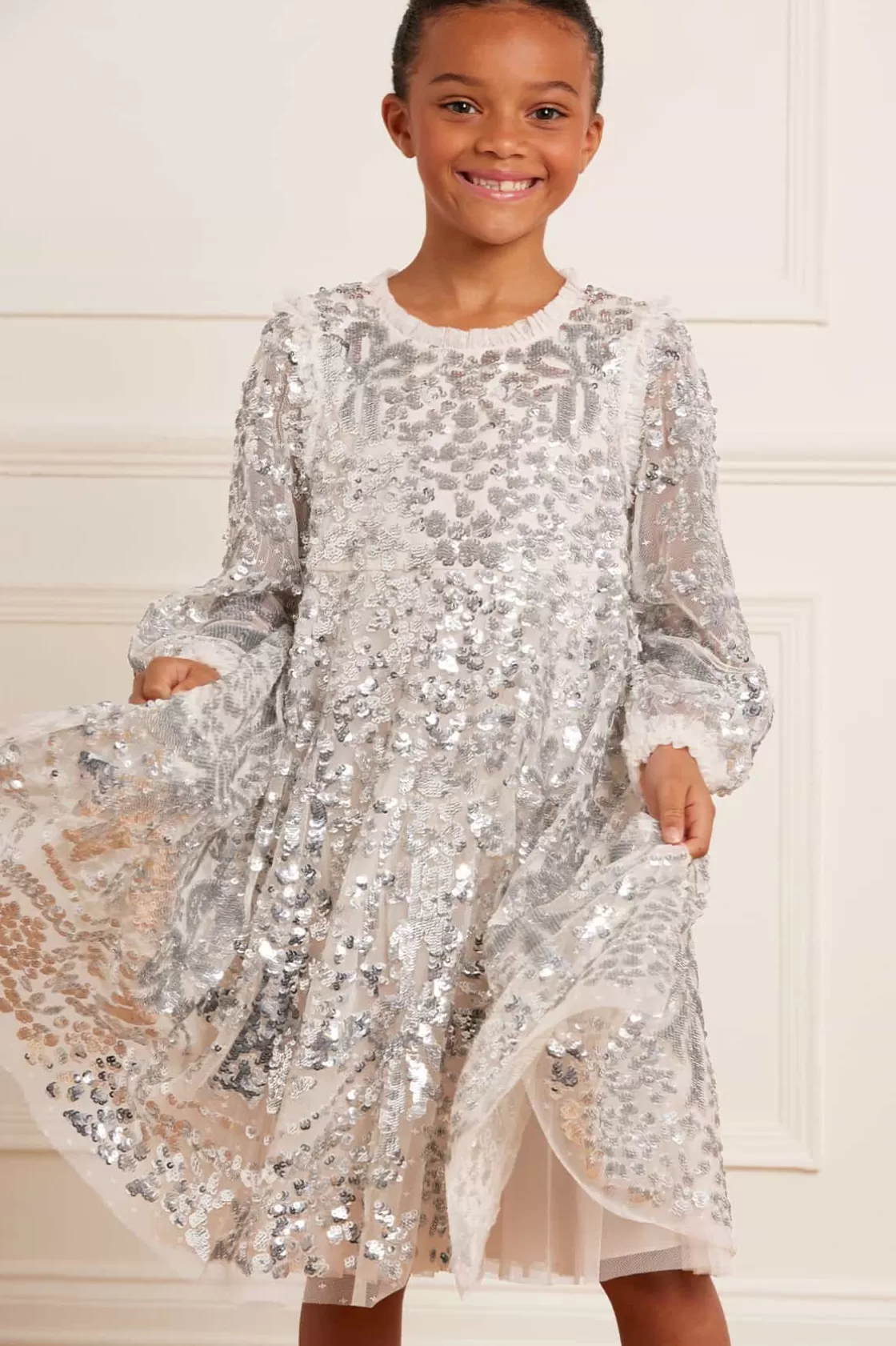 Needle & Thread Mamusia I Ja | Kids Embellished Dresses-Chandelier Kids Dress Silver