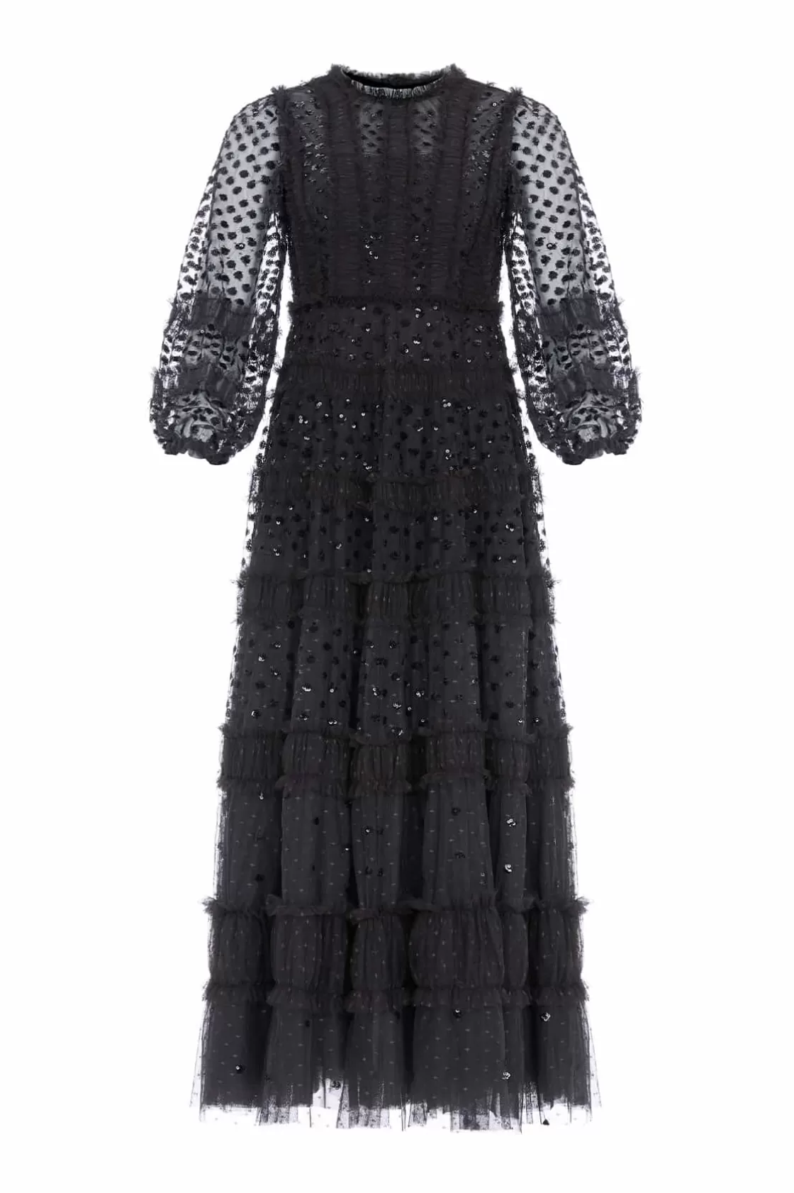 Needle & Thread Plus Size | Suknie Wieczorowe-Dot Shimmer Ankle Gown Black