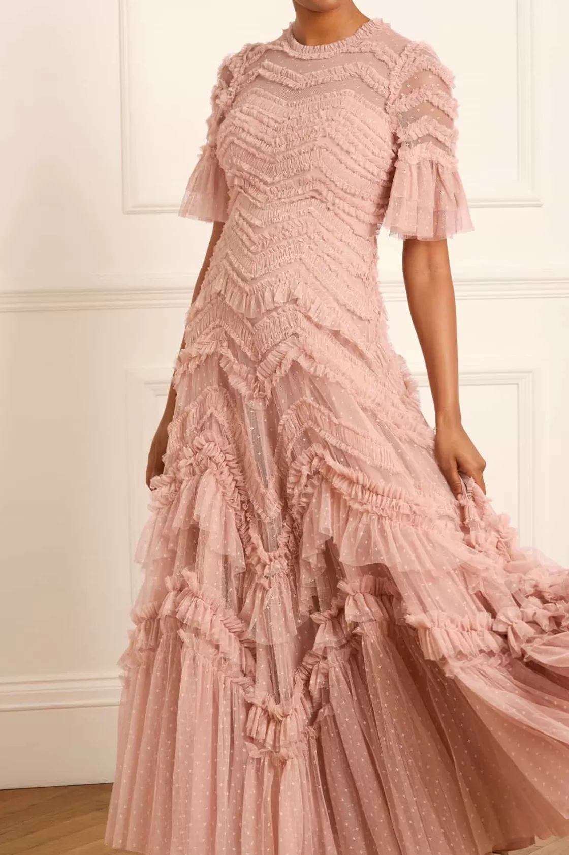 Needle & Thread Plus Size | Suknie Wieczorowe-Elia Short Sleeve Gown Pink