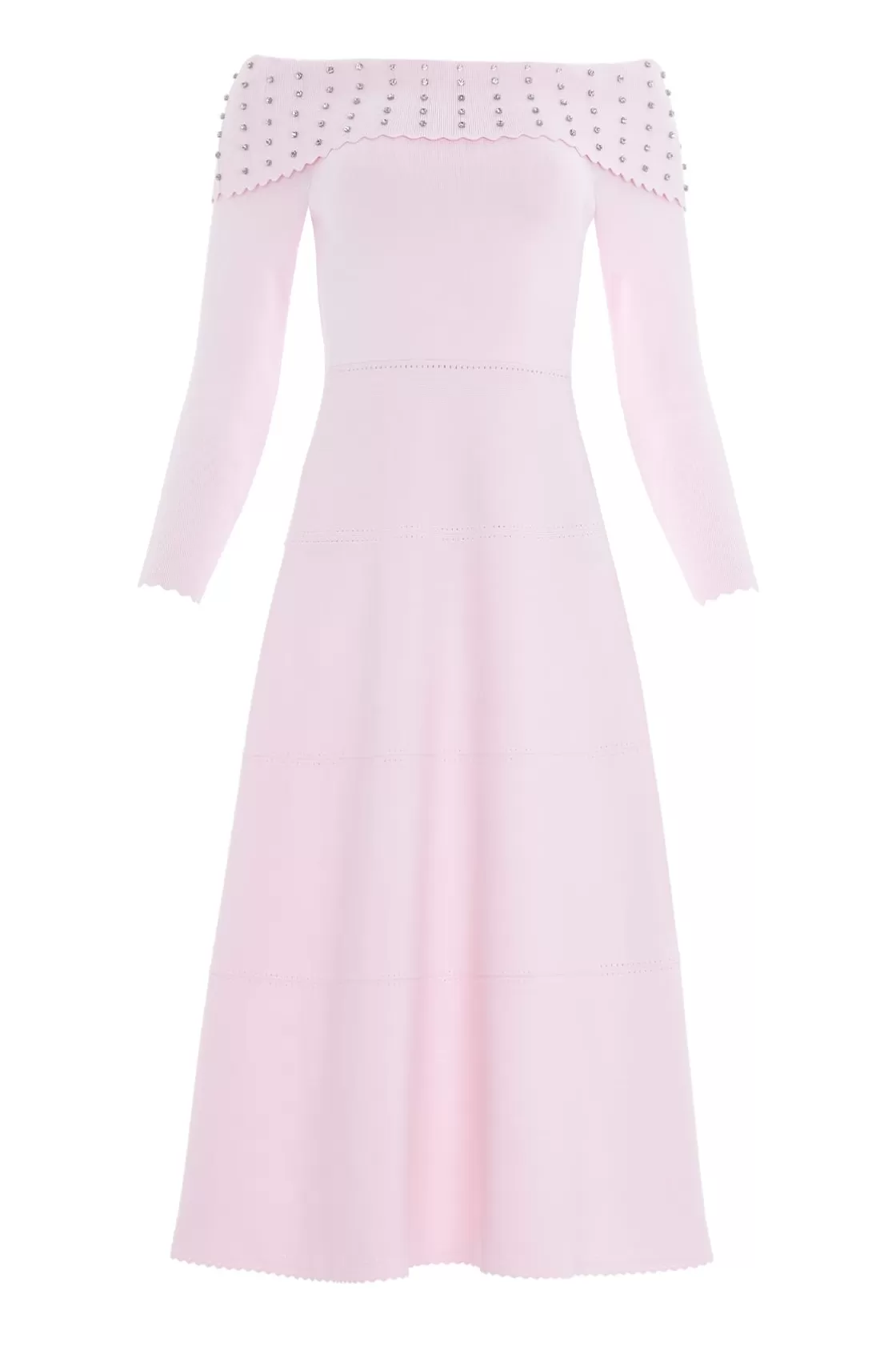 Needle & Thread Sukienki Dzienne | Sukienki-Embellished Bardot Knit Gown Pink