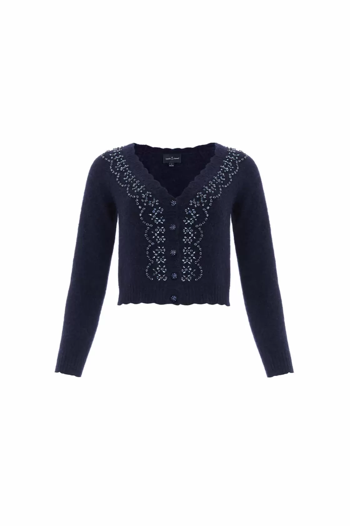 Needle & Thread Odzież Damska -Embellished V-Neck Short Cardigan Blue