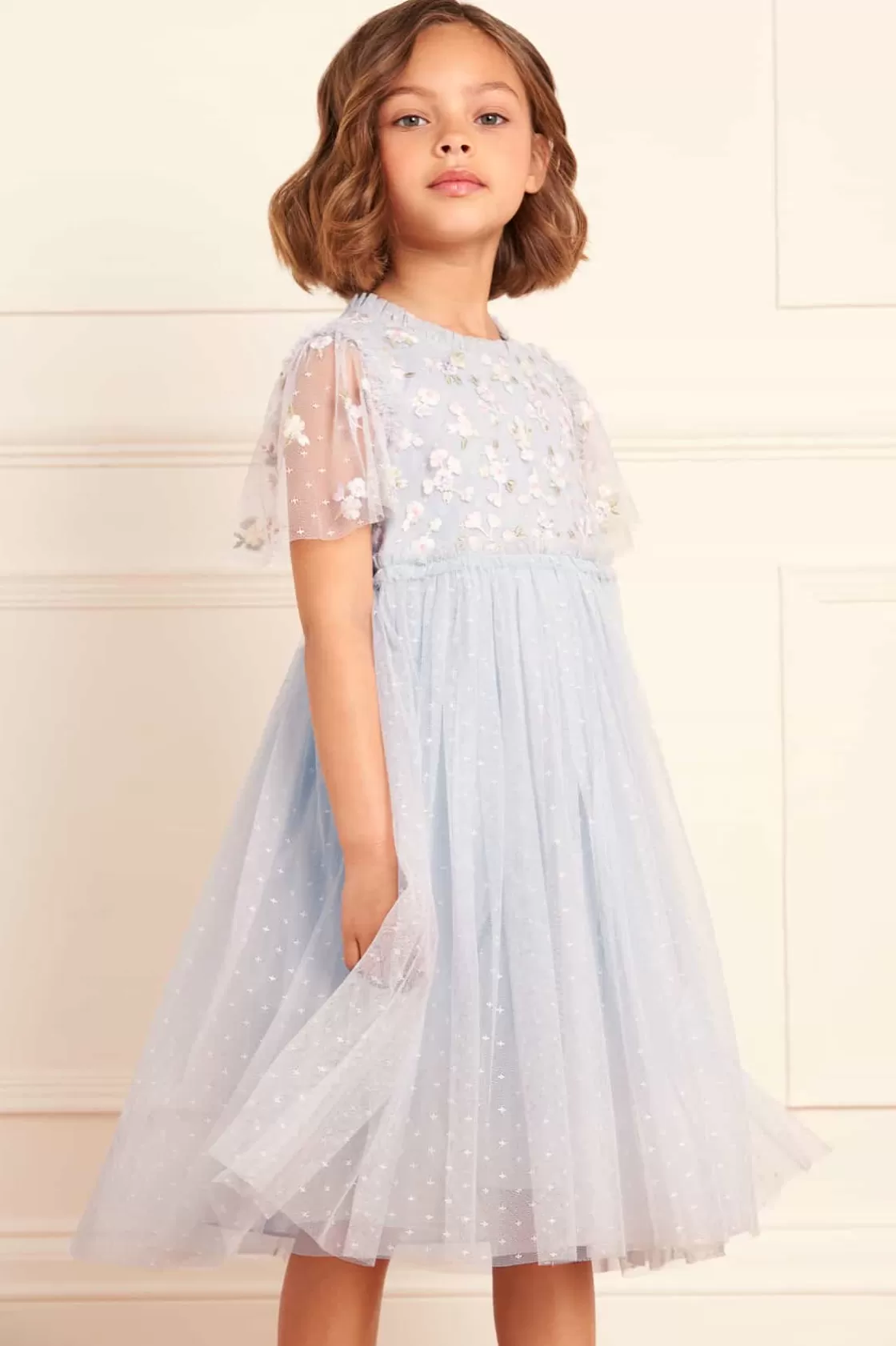 Needle & Thread Dziewczyna Z Kwiatami | Dziewczyna Z Kwiatami-Evening Primrose Bodice Kids Dress Blue