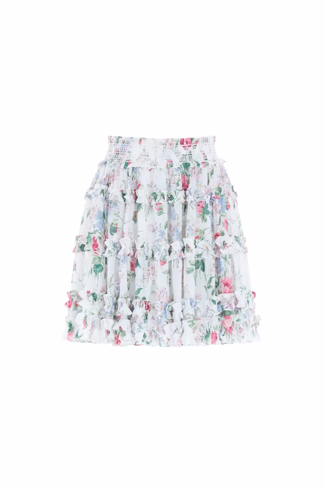 Needle & Thread Plus Size | Spódnice-Floral Fantasy Chiffon Smocked Micro Mini Skirt Multi