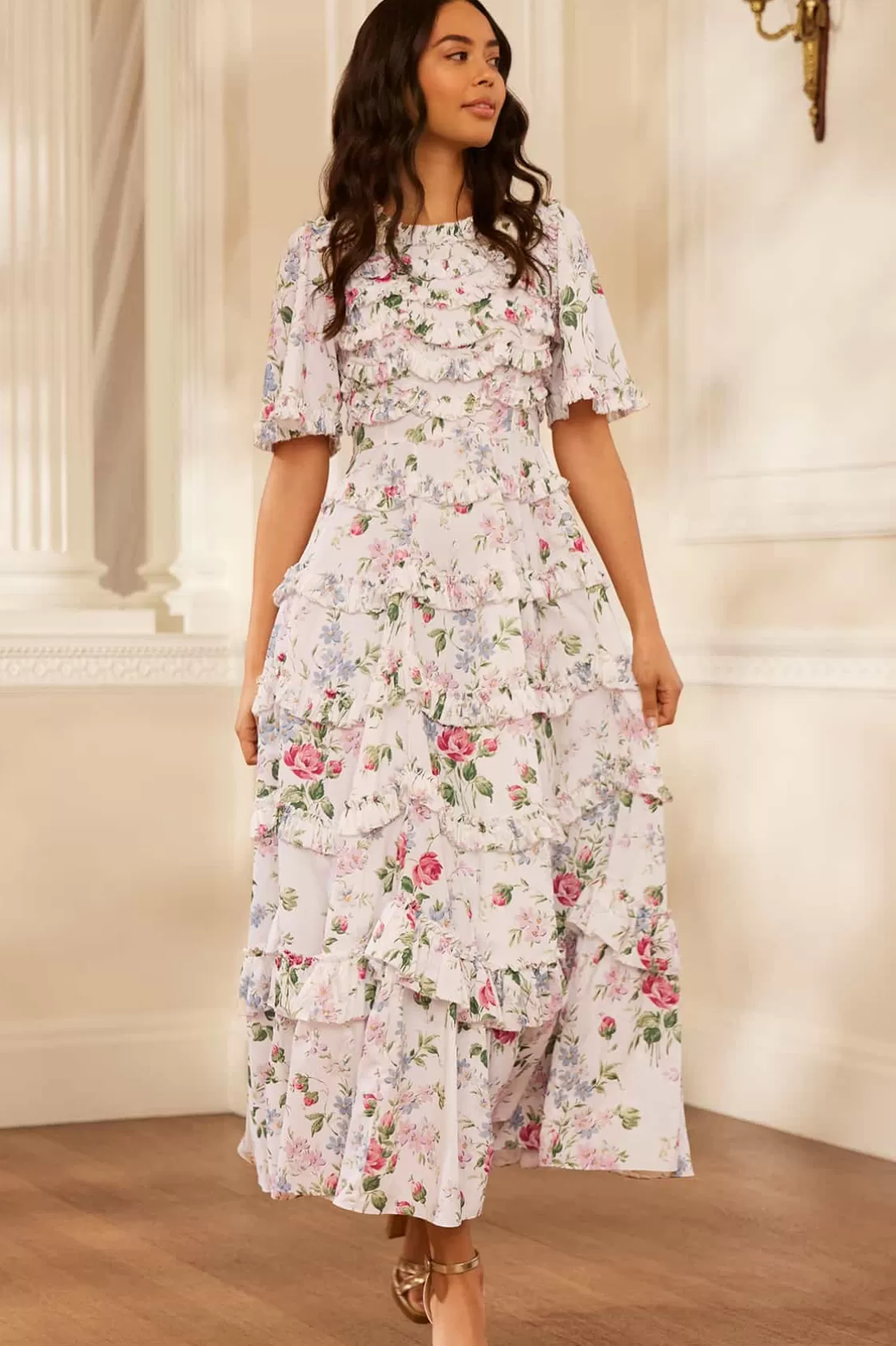 Needle & Thread Gość Weselny | Mamusia I Ja-Floral Fantasy Crepe Ankle Gown Multi