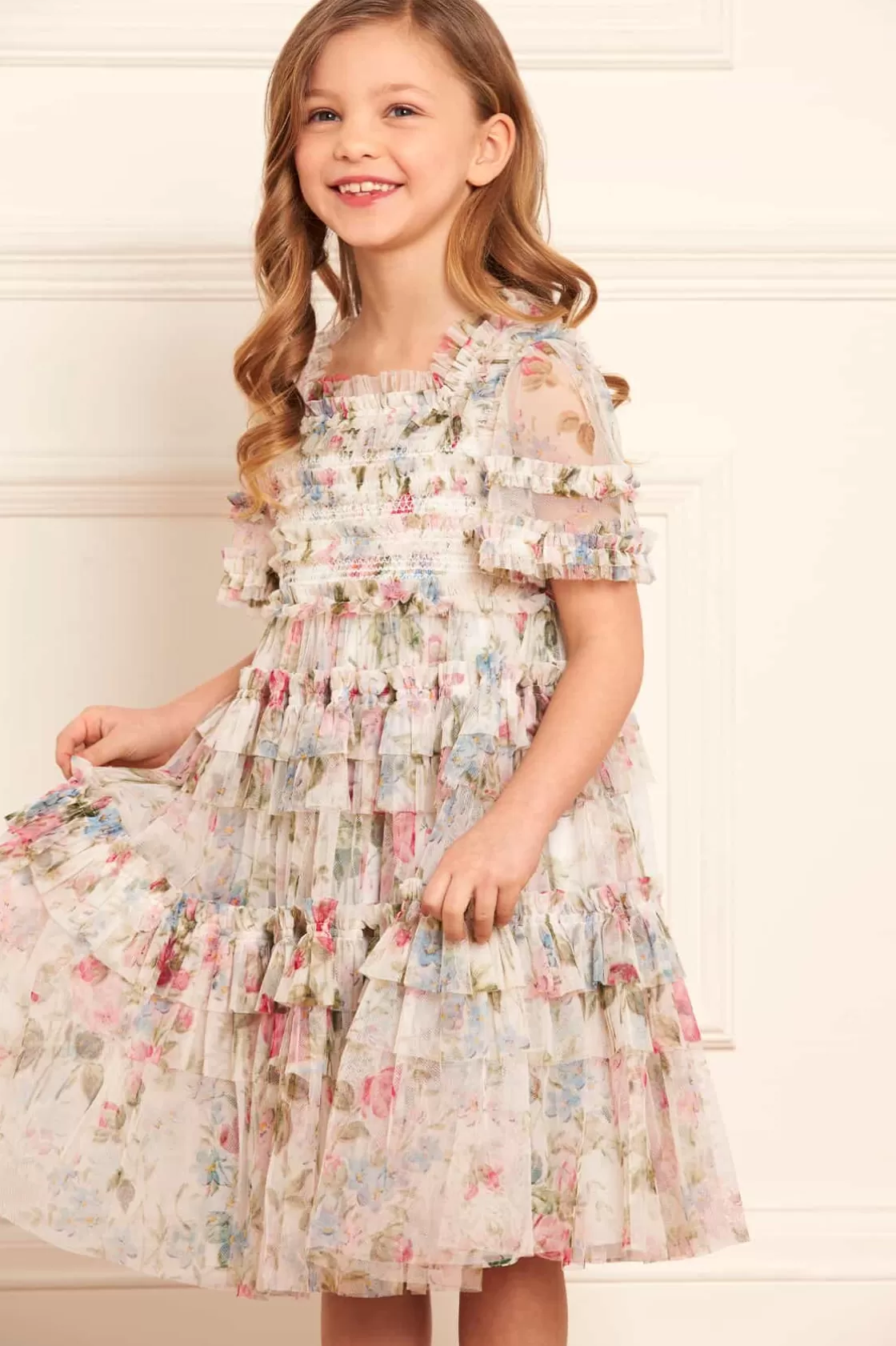 Needle & Thread Mamusia I Ja | Kids Printed Dresses-Floral Fantasy Smocked Kids Dress Multi