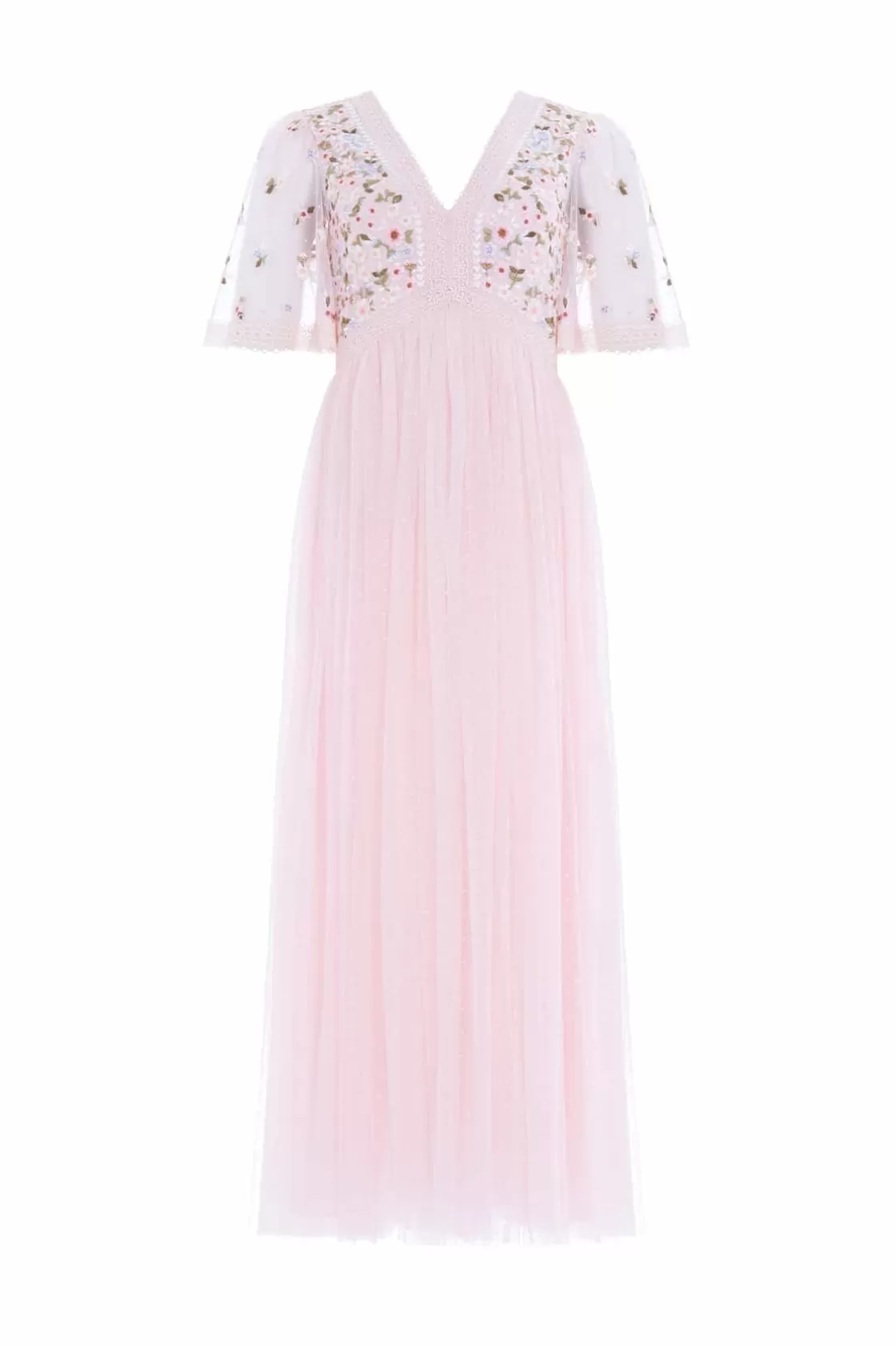 Needle & Thread Suknie Wieczorowe | Sukienki Haftowane-Garland Ribbon Bodice Ankle Gown Pink