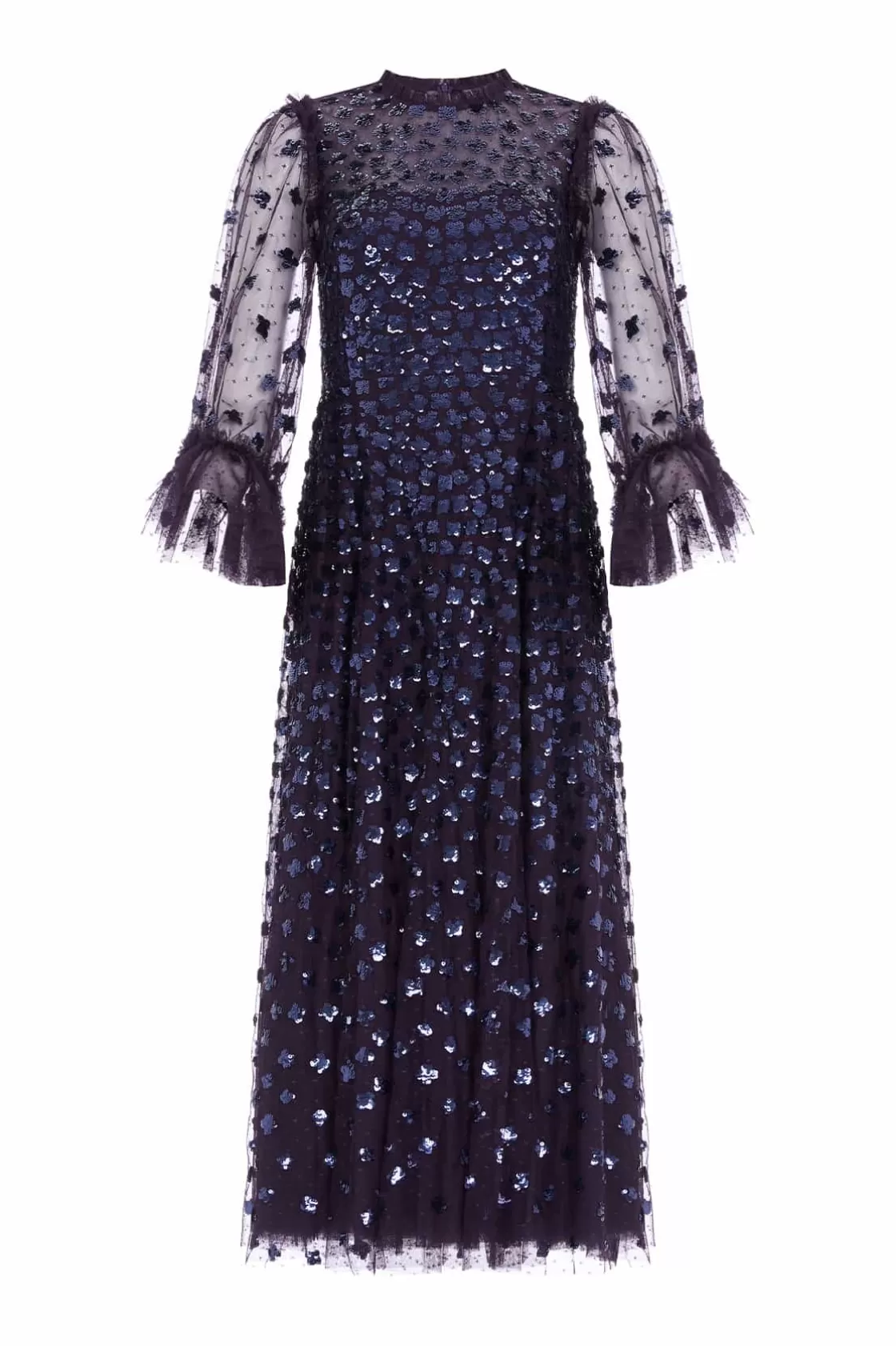 Needle & Thread Plus Size | Suknie Wieczorowe-Glisten Long Sleeve Ankle Gown Blue