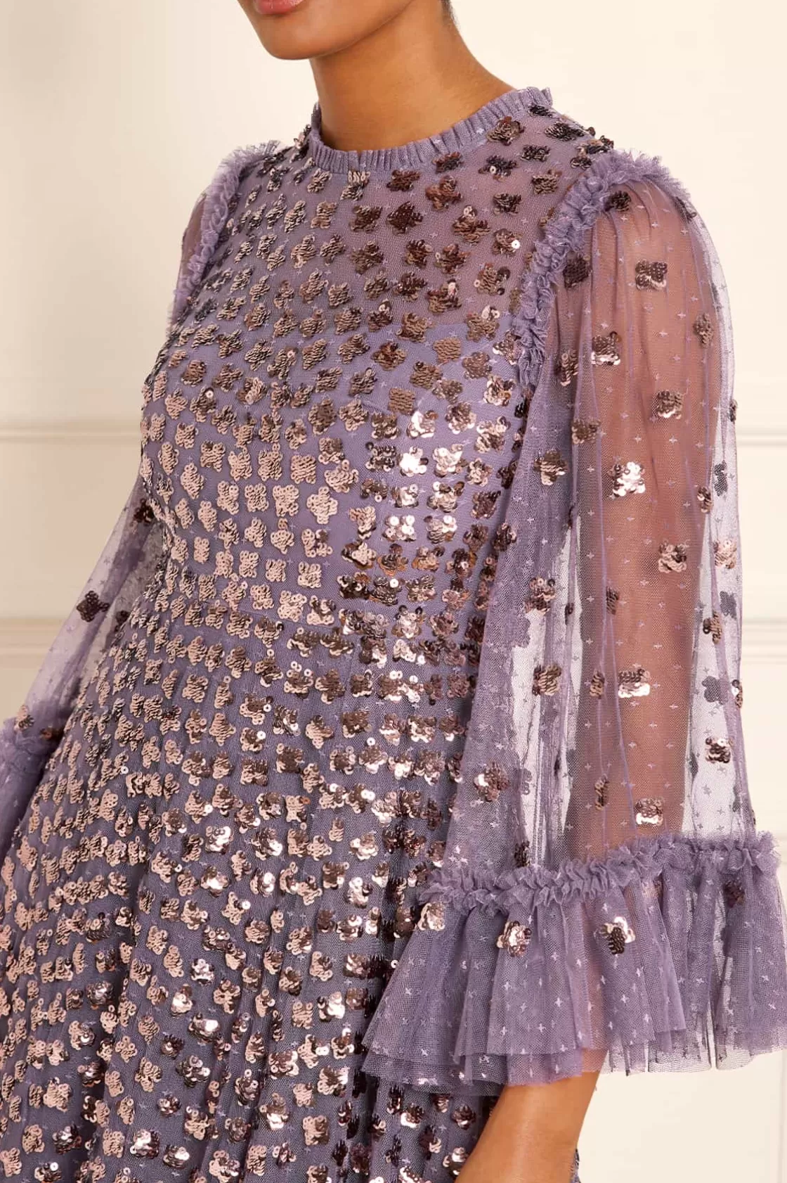 Needle & Thread Mamusia I Ja | Plus Size-Glisten Long Sleeve Ankle Gown Purple