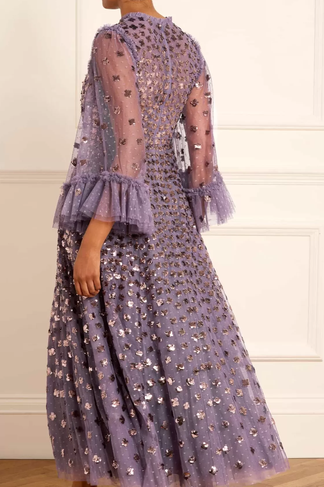 Needle & Thread Mamusia I Ja | Plus Size-Glisten Long Sleeve Ankle Gown Purple