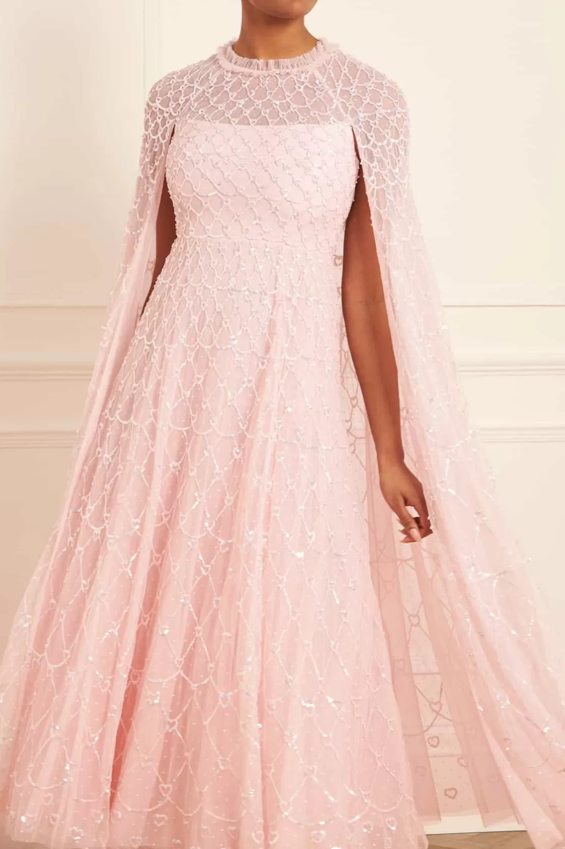 Needle & Thread Mamusia I Ja | Plus Size-Heart Lattice Ankle Gown Pink