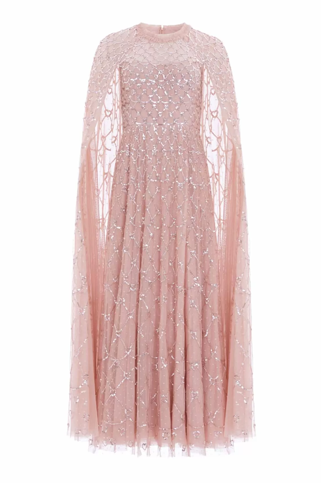 Needle & Thread Plus Size | Suknie Wieczorowe-Heart Lattice Ankle Gown Pink