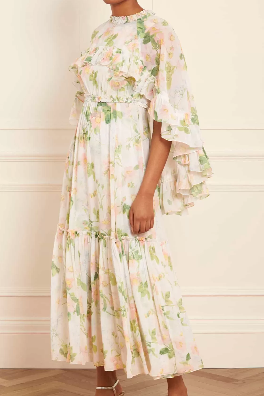 Needle & Thread Gość Weselny | Sukienki Drukowane-Immortal Rose Harper Chiffon Cape Ankle Gown Multi