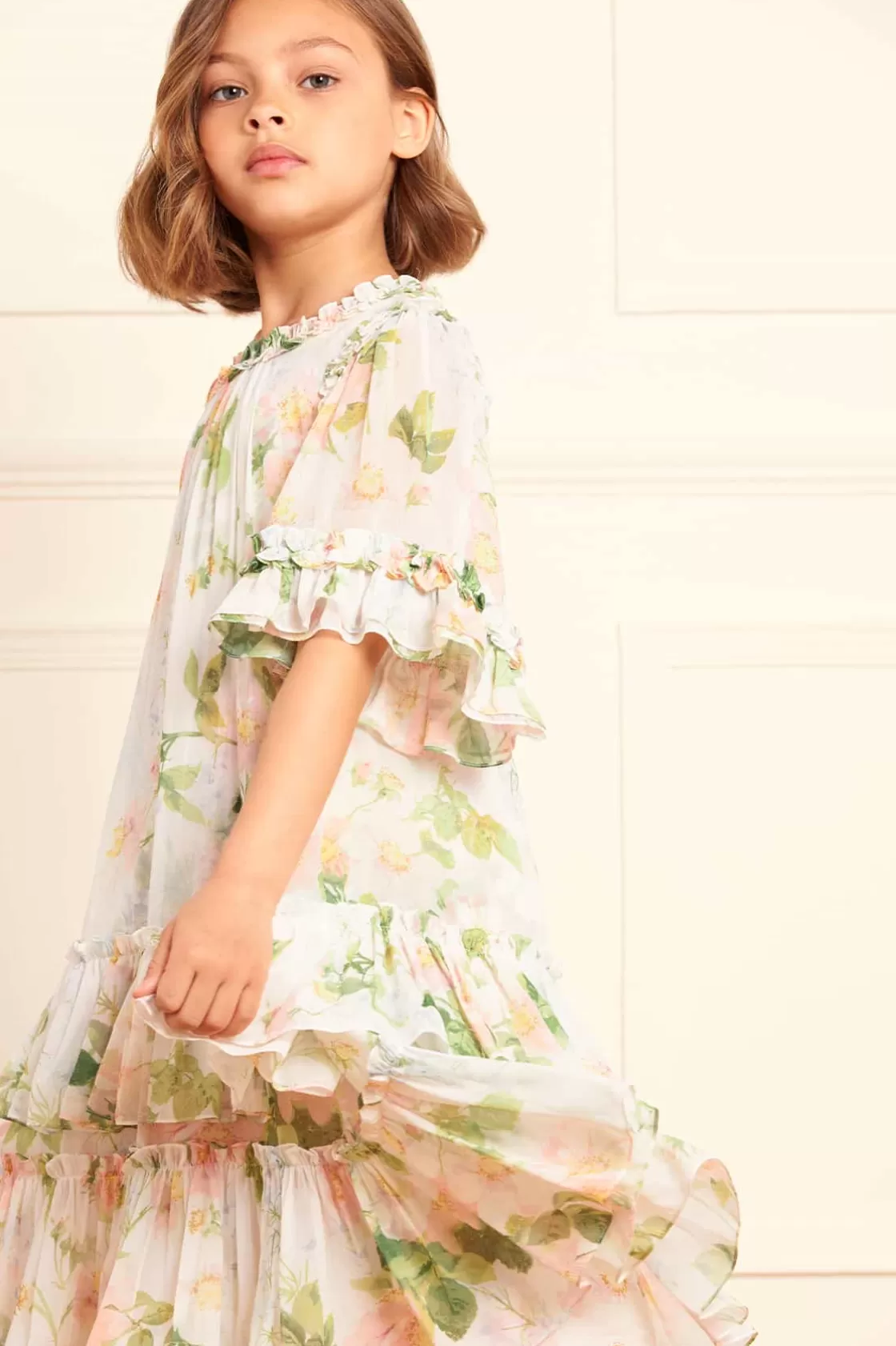 Needle & Thread Mamusia I Ja | Kids Printed Dresses-Immortal Rose Sunny Chiffon Kids Dress Multi