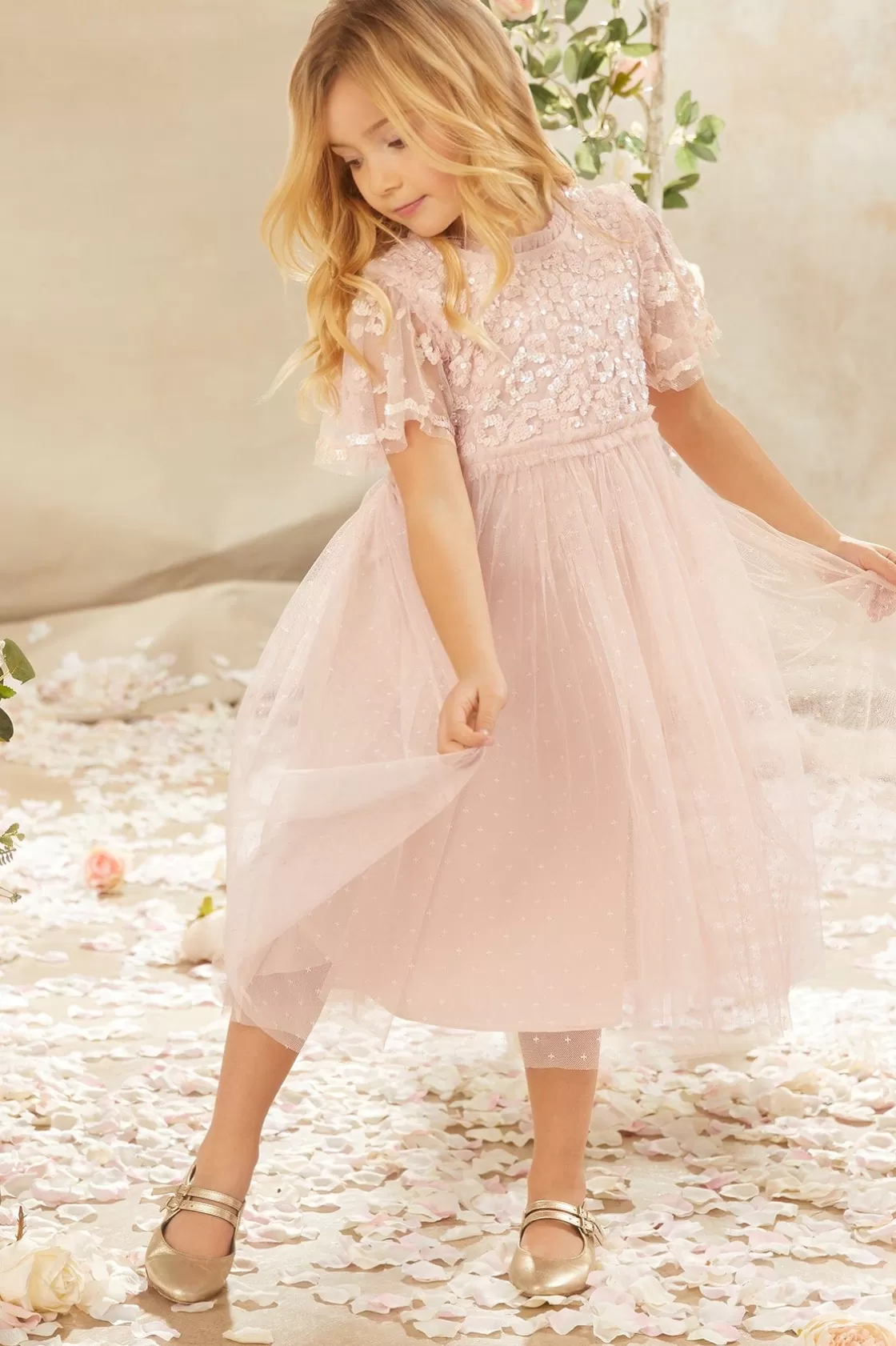 Needle & Thread Dziewczyna Z Kwiatami | Dziewczyna Z Kwiatami-Lilybelle Kids Dress Pink