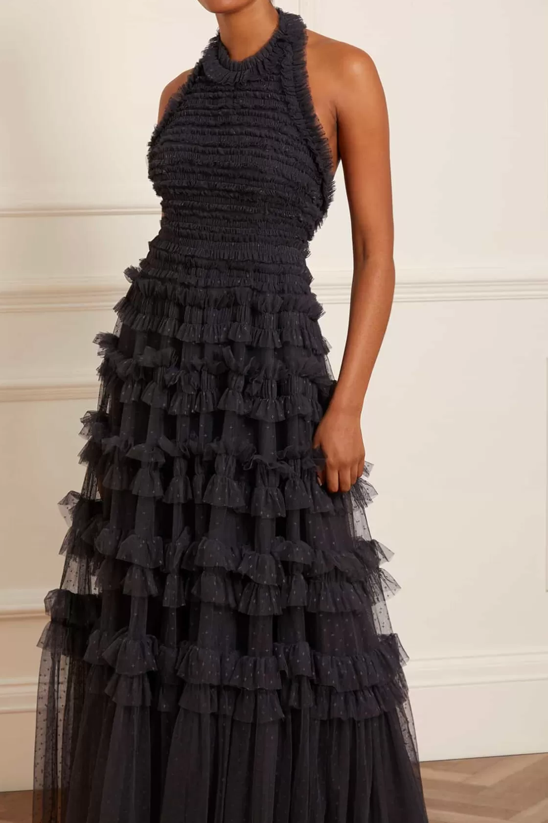 Needle & Thread Suknie Wieczorowe | Odpowiedzialnie Pozyskiwane-Lisette Ruffle Halter Neck Gown Black