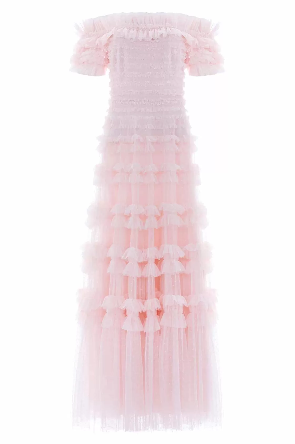 Needle & Thread Mamusia I Ja | Suknie Wieczorowe-Lisette Ruffle Off Shoulder Gown Pink