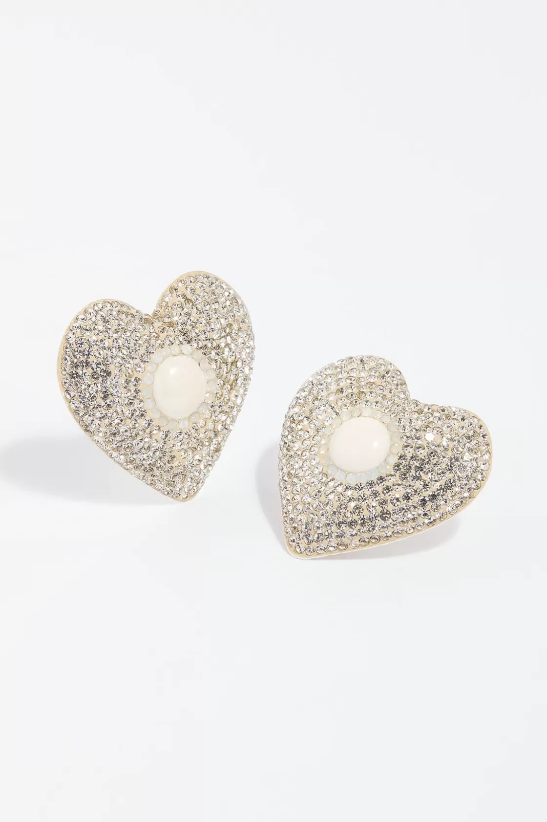 Needle & Thread Garderoba Ślubna-Loveheart Crystal Stud Earrings Silver