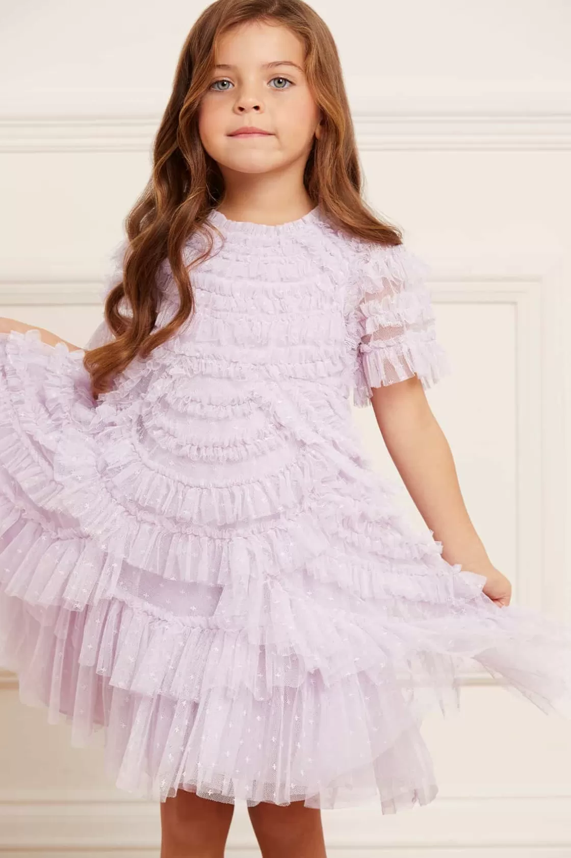 Needle & Thread Kids Responsibly Sourced | Odpowiedzialnie Pozyskiwane-Marilla Ruffle Kids Dress Purple