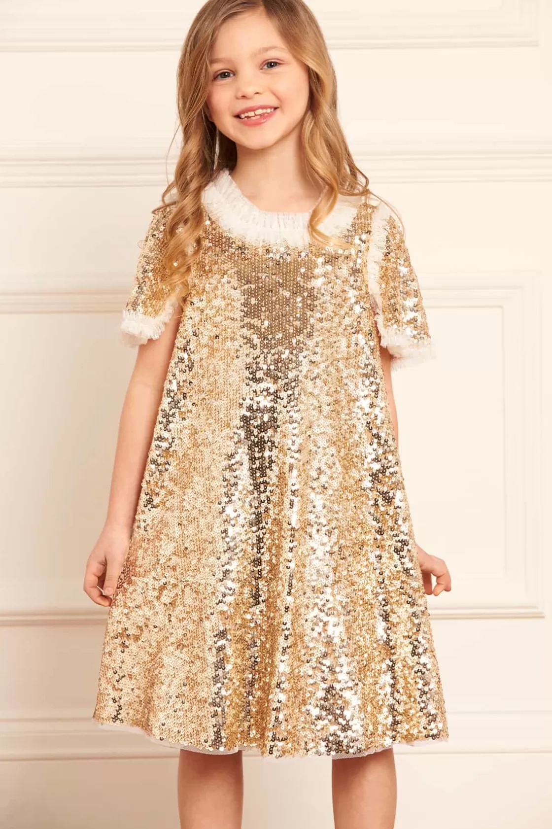 Needle & Thread Kids Embellished Dresses | Kids Responsibly Sourced-Matilda Kids Dress Gold