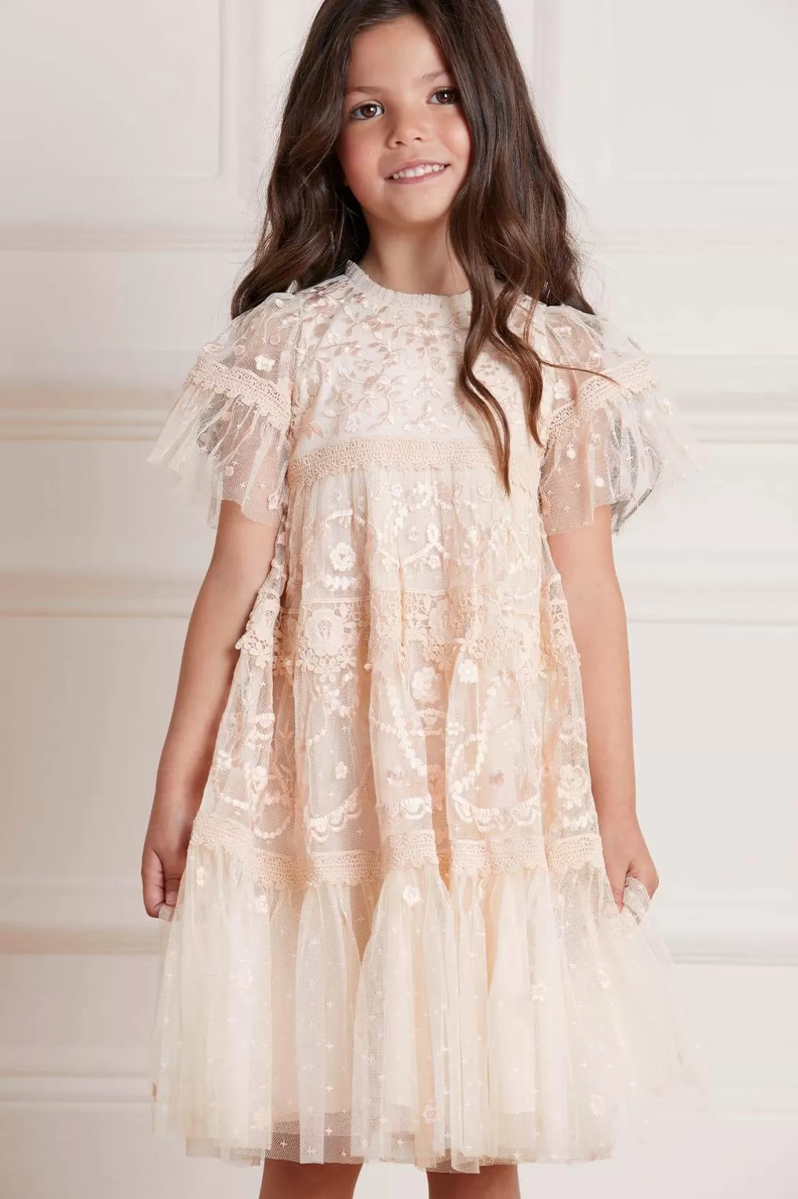 Needle & Thread Mamusia I Ja | Dziewczyna Z Kwiatami-Midsummer Lace Kids Dress Champagne