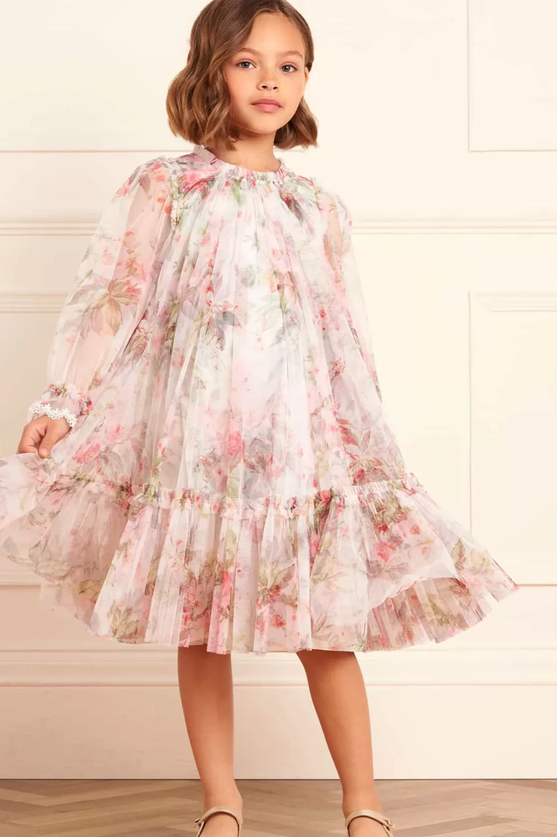 Needle & Thread Kids Printed Dresses | Kids Responsibly Sourced-Paradise Garden Long Sleeve Kids Dress Multi