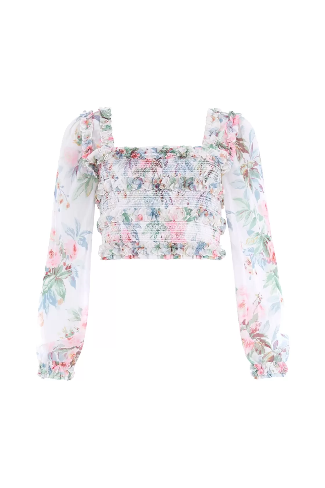 Needle & Thread Plus Size | Blaty-Paradise Garden Maria Chiffon Crop Top Multi