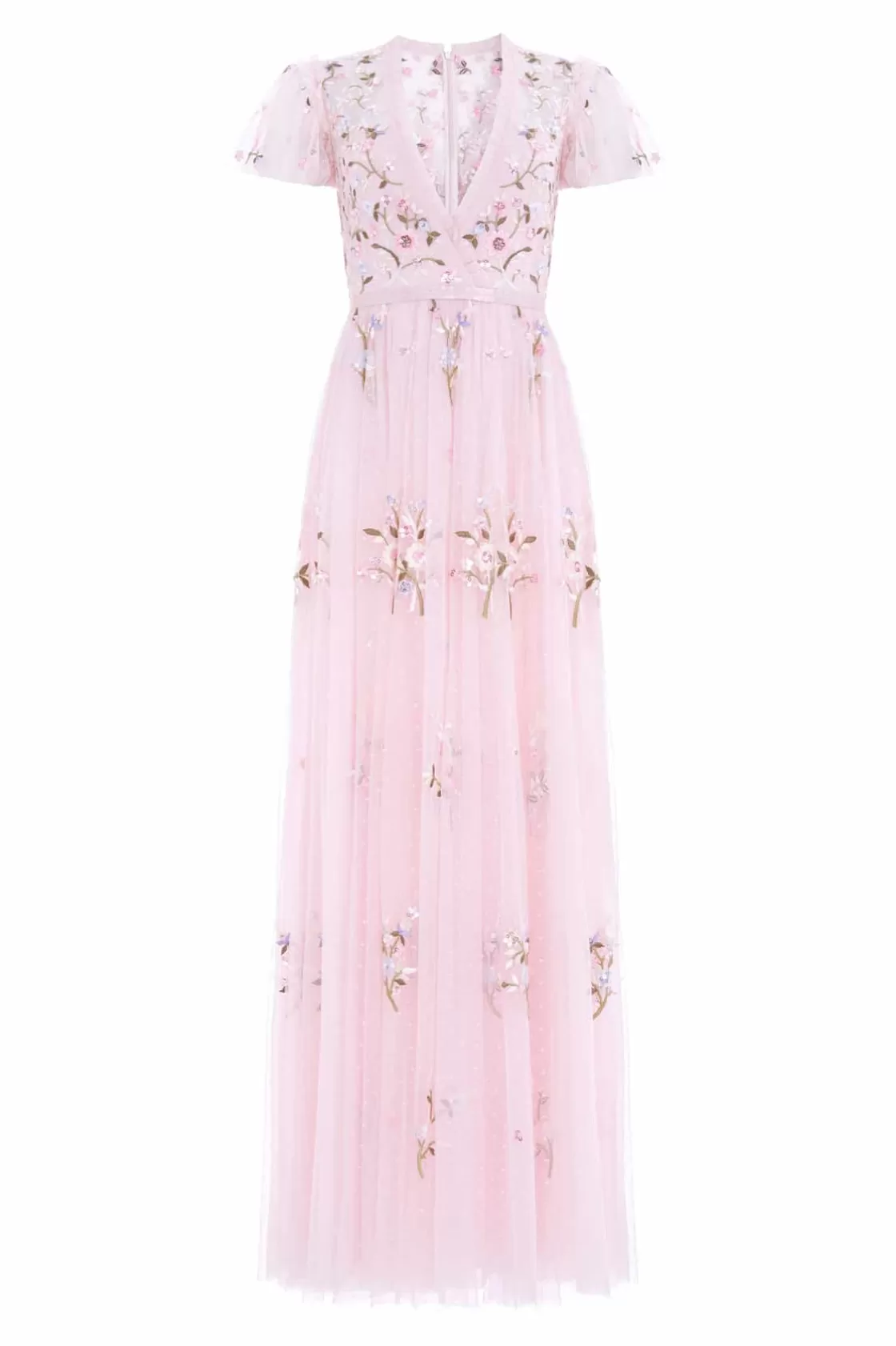 Needle & Thread Bridesmaid | Sukienki Haftowane-Petunia Cap Sleeve Gown Pink