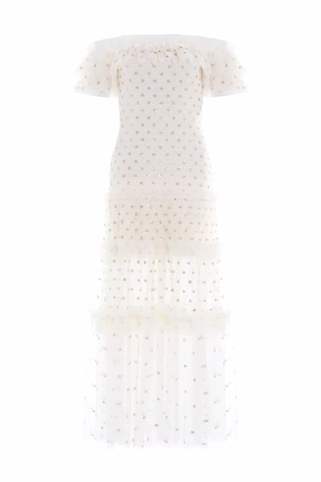 Needle & Thread Garderoba Ślubna | Mamusia I Ja-Polka Dot Smocked Ankle Gown Champagne