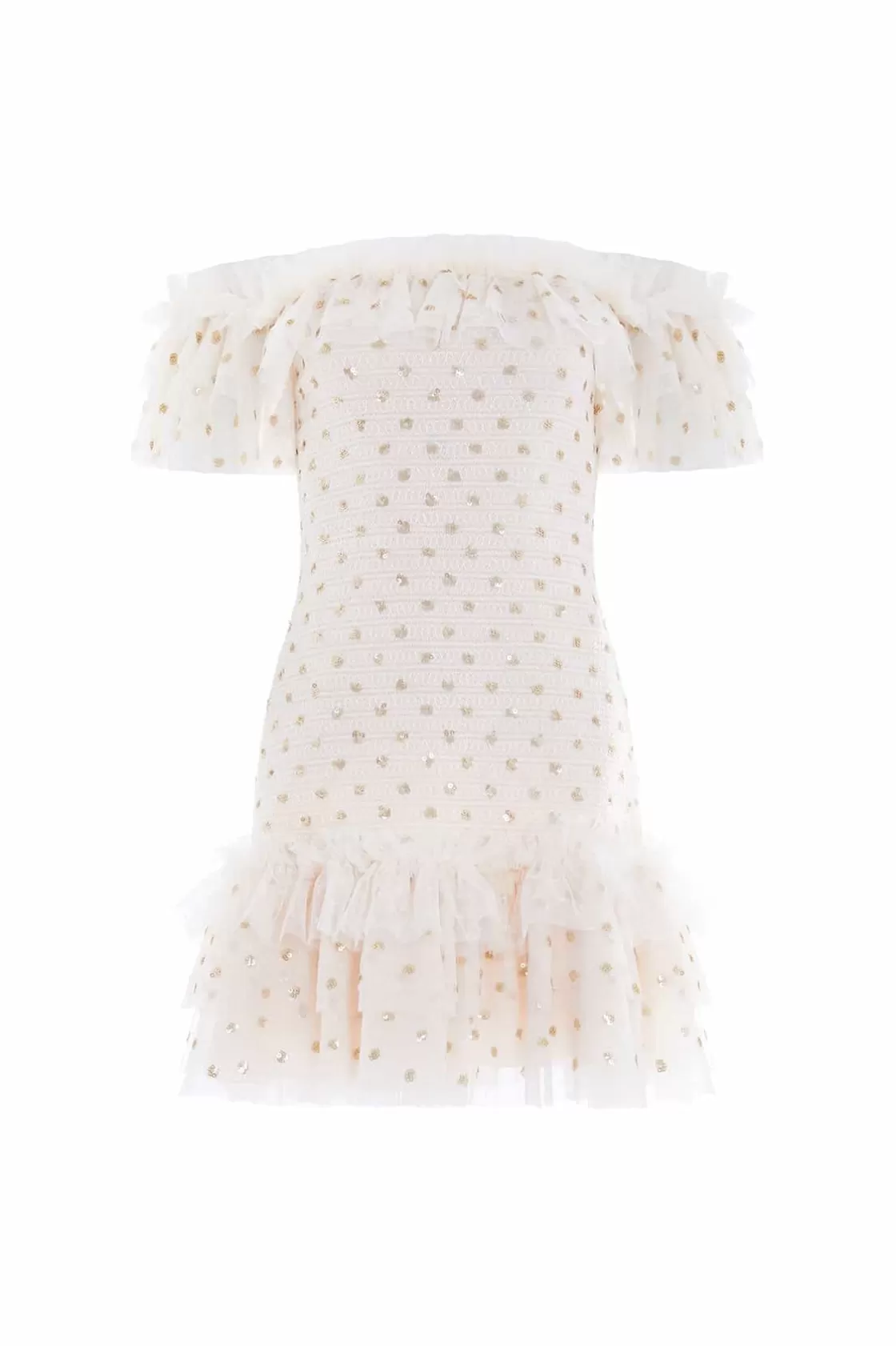 Needle & Thread Garderoba Ślubna | Mamusia I Ja-Polka Dot Smocked Micro Mini Dress Champagne