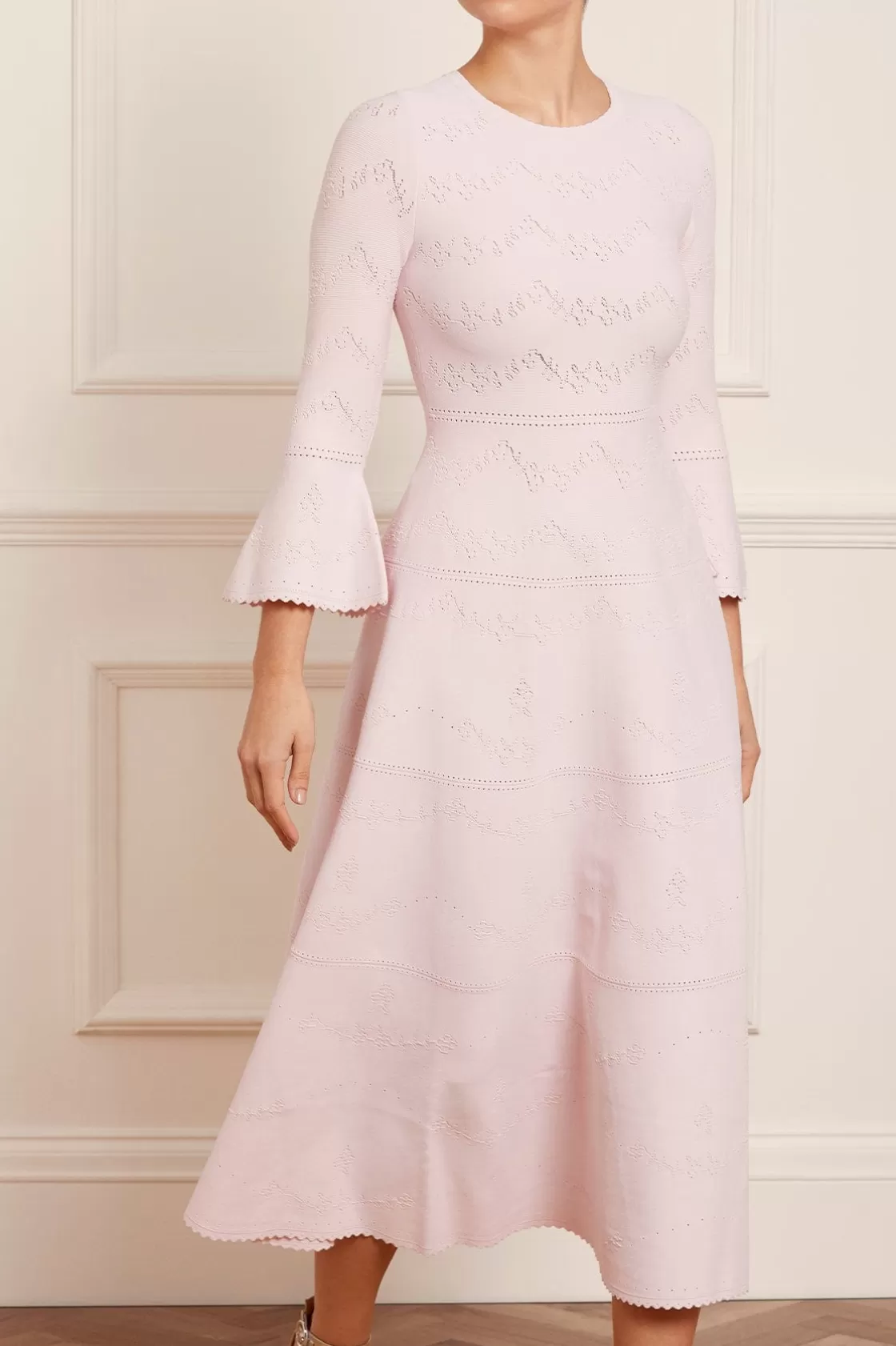 Needle & Thread Sukienki Dzienne | Sukienki-Pretty Pointelle Knit Ankle Gown Pink