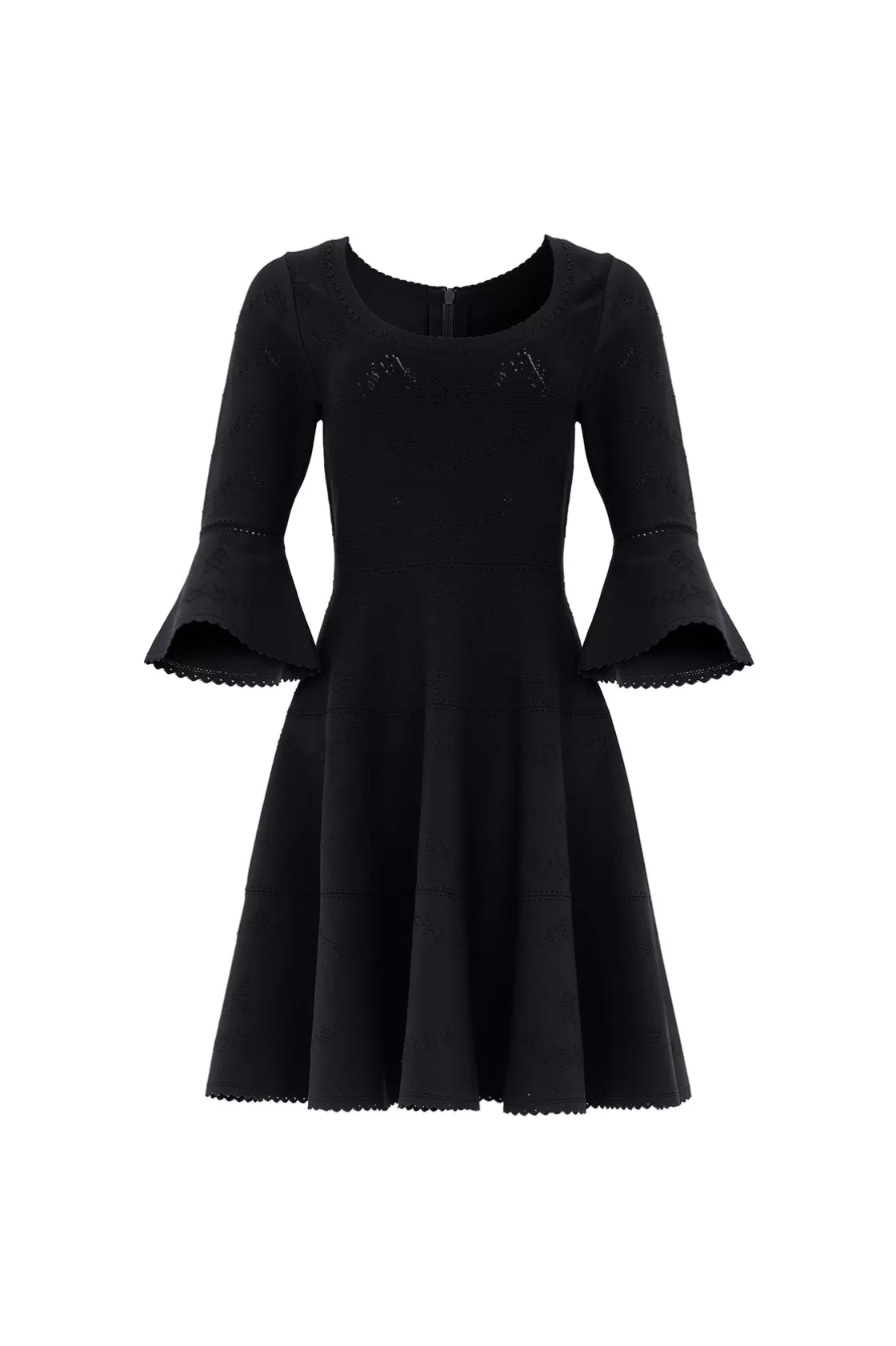 Needle & Thread Sukienki-Pretty Pointelle Knit Scoop Neck Mini Dress Black