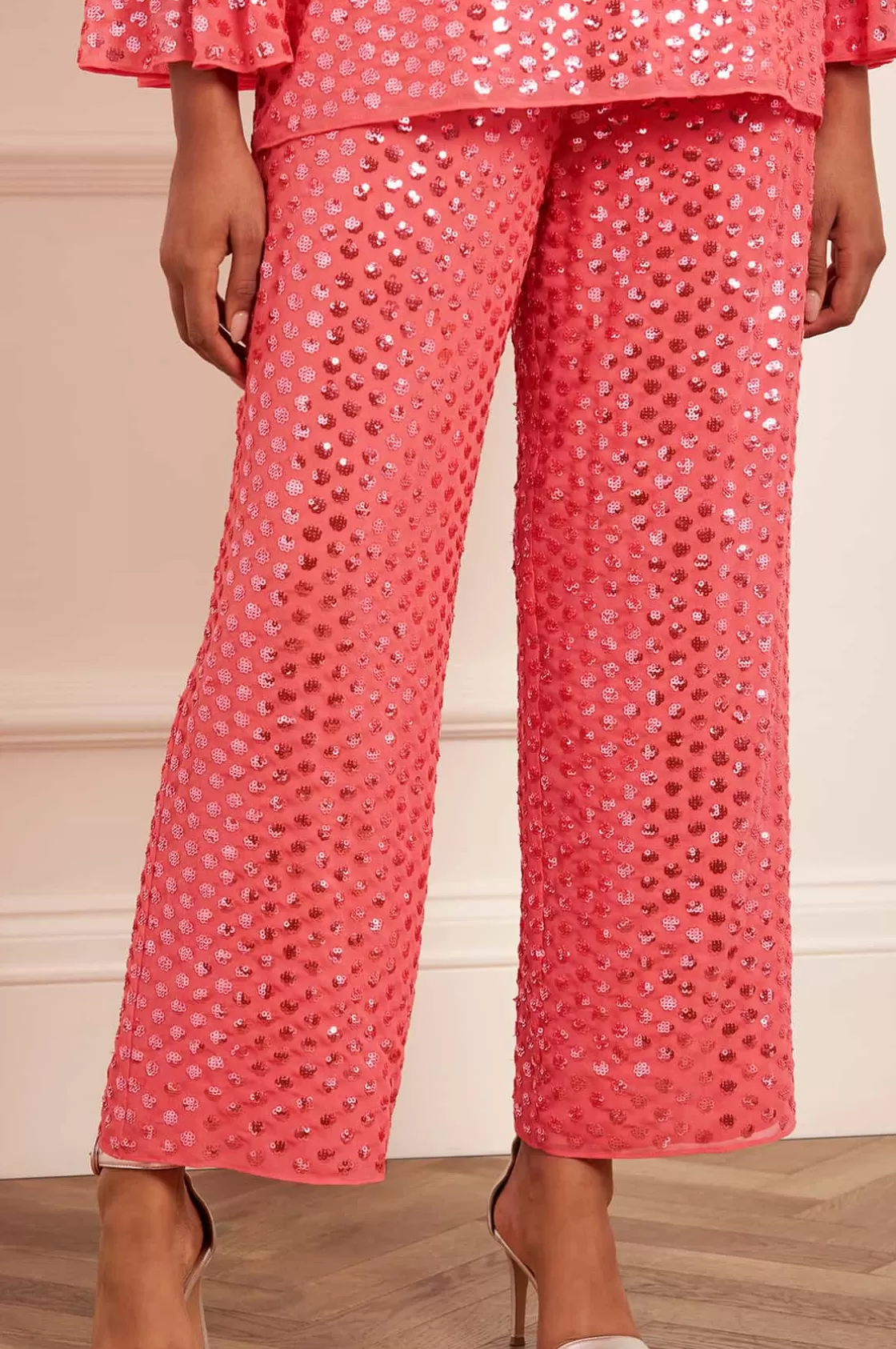 Needle & Thread Odzież Damska | Spodnie-Raindrop Gloss Trousers Pink