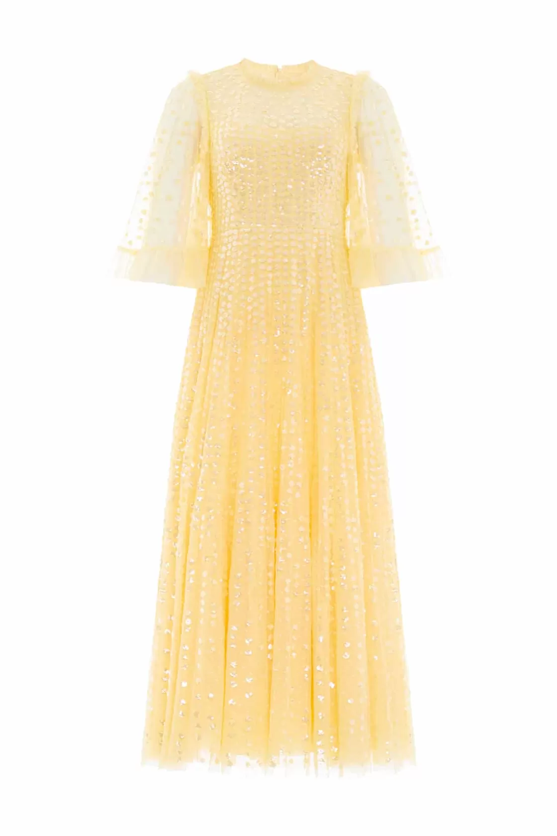 Needle & Thread Mamusia I Ja | Suknie Wieczorowe-Raindrop Short Sleeve Ankle Gown Yellow