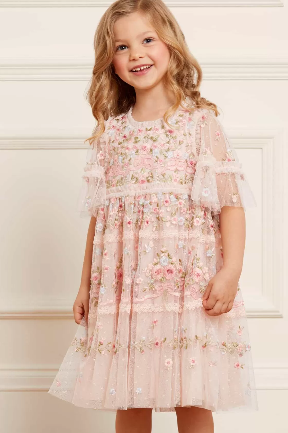 Needle & Thread Dziewczyna Z Kwiatami | Dziewczyna Z Kwiatami-Ribbon Bouquet Kids Dress Pink