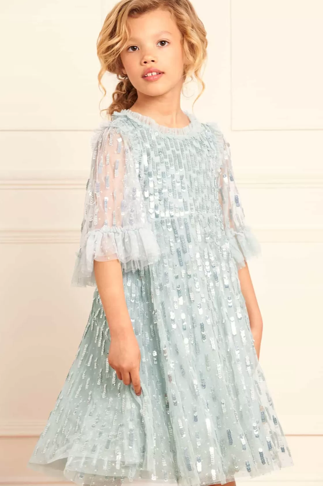 Needle & Thread Mamusia I Ja | Kids Embellished Dresses-Sequin Dash Kids Dress Blue