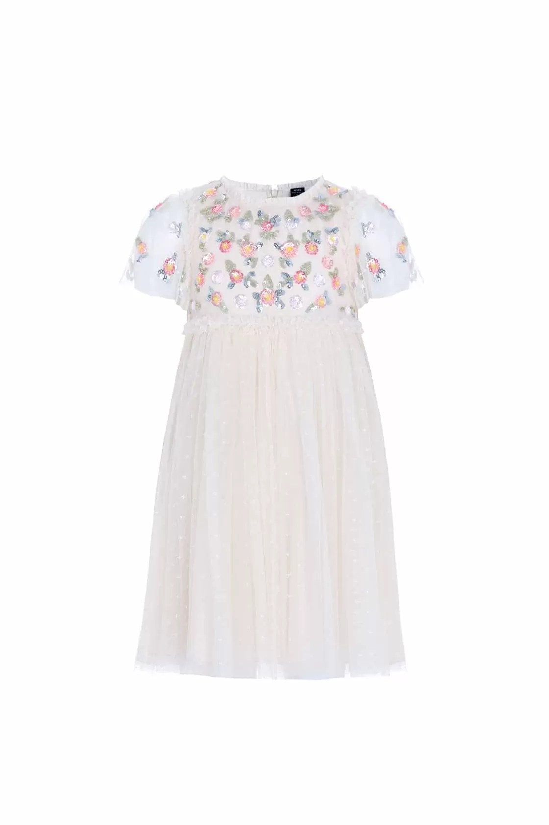 Needle & Thread Dziewczyna Z Kwiatami | Dziewczyna Z Kwiatami-Shimmer Ditsy Bodice Kids Dress Champagne