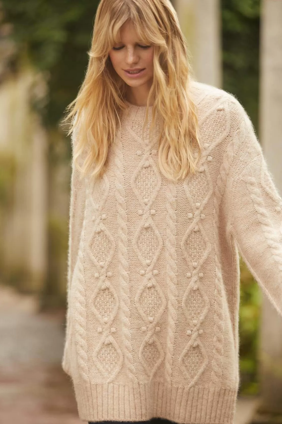 Needle & Thread Wyłącznie | Odzież Damska -Sylvie Cable Longline Jumper Beige