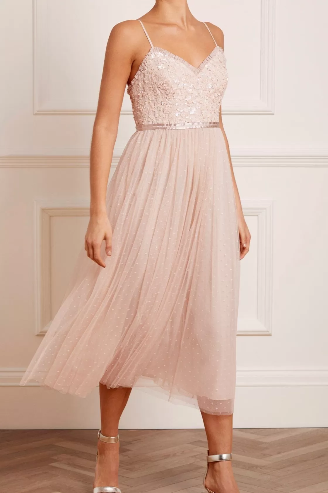 Needle & Thread Bridesmaid | Ozdobne Sukienki-Tempest Bodice Cami Ballerina Dress Pink