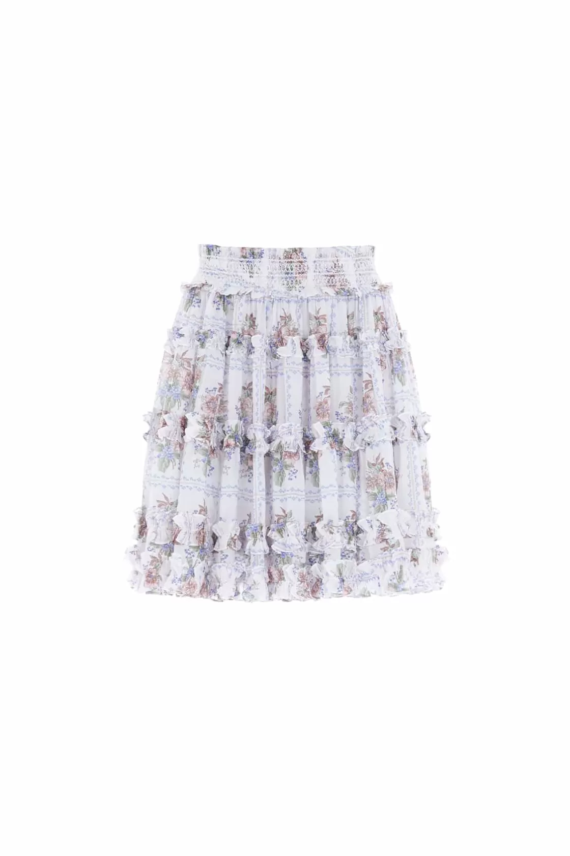 Needle & Thread Plus Size | Spódnice-Tiled Blooms Chiffon Smocked Micro Mini Skirt Multi