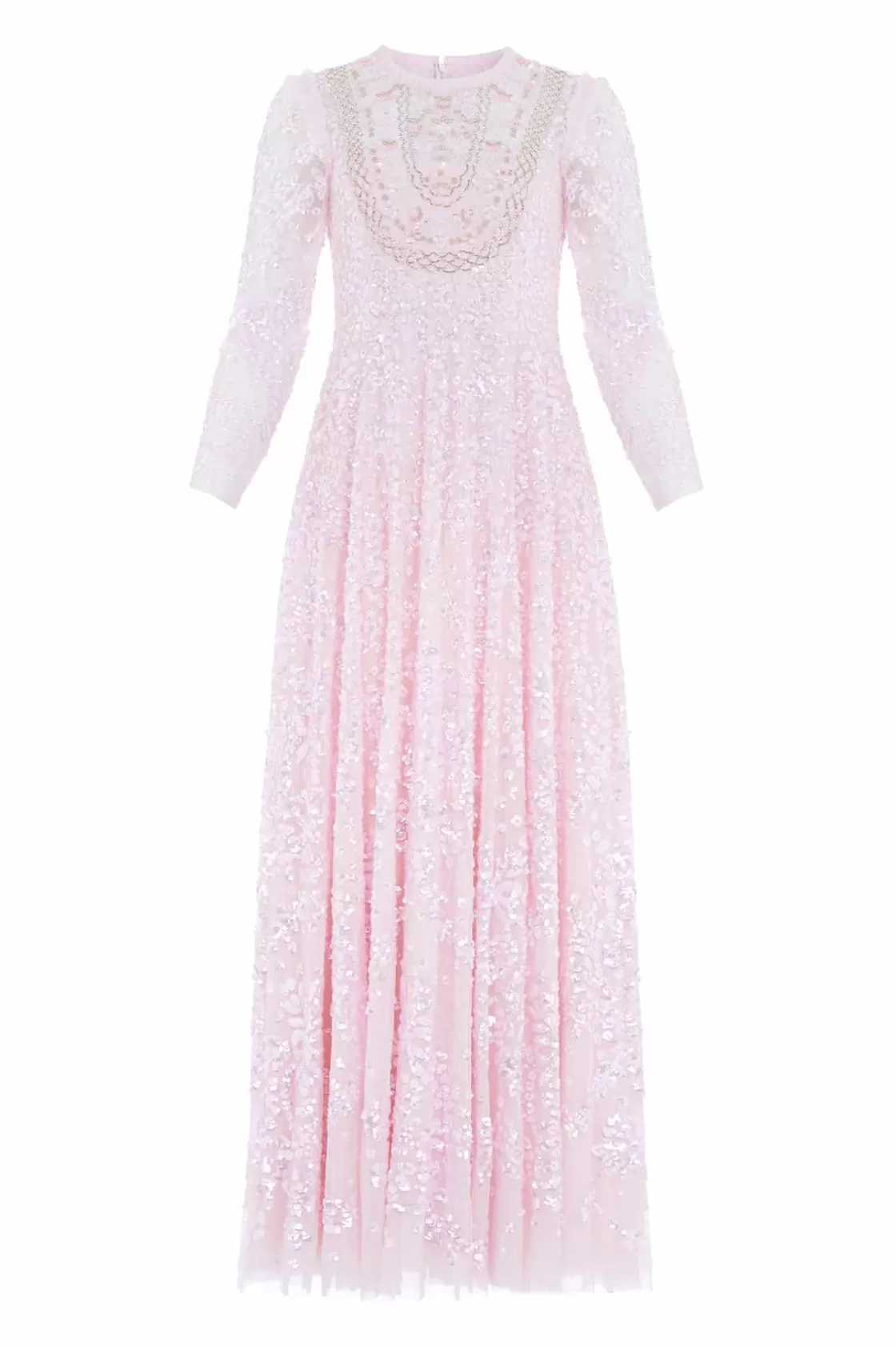 Needle & Thread Plus Size | Suknie Wieczorowe-Victorian Wreath Gloss Long Sleeve Gown Pink