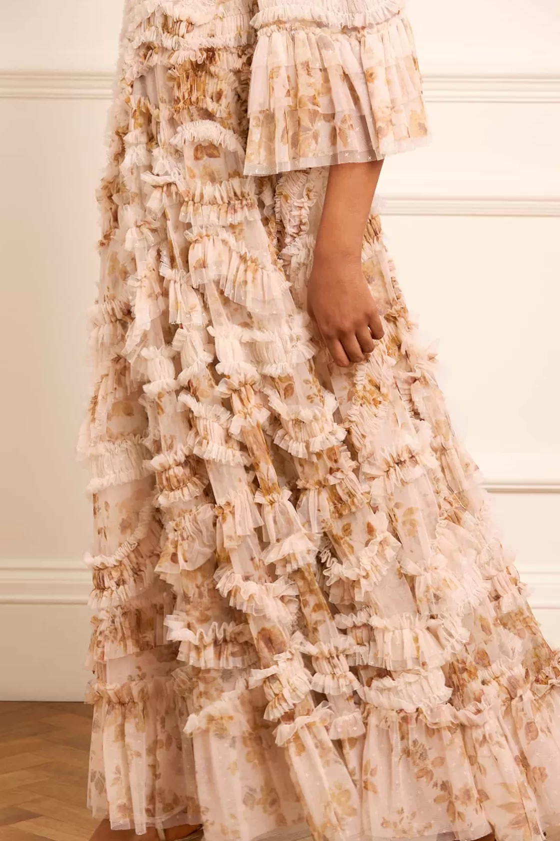 Needle & Thread Suknie Wieczorowe | Sukienki Drukowane-Vintage Rose Aaliyah Long Sleeve Gown Multi