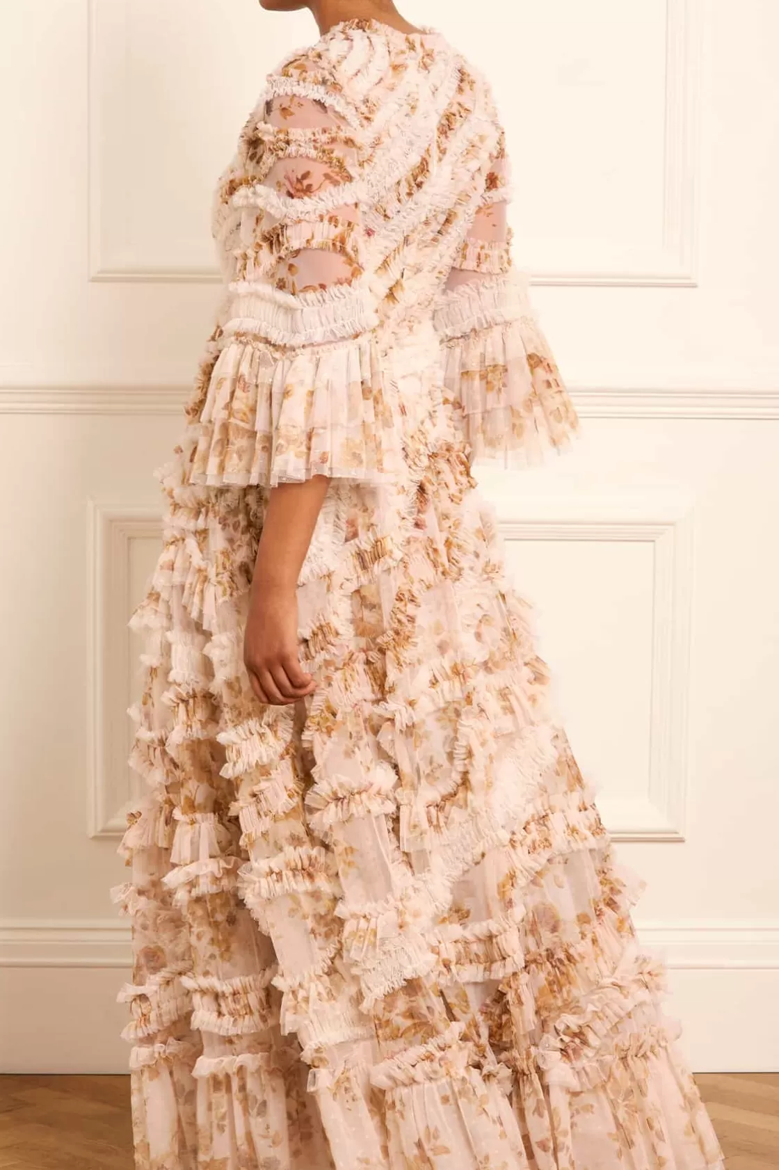 Needle & Thread Suknie Wieczorowe | Sukienki Drukowane-Vintage Rose Aaliyah Long Sleeve Gown Multi