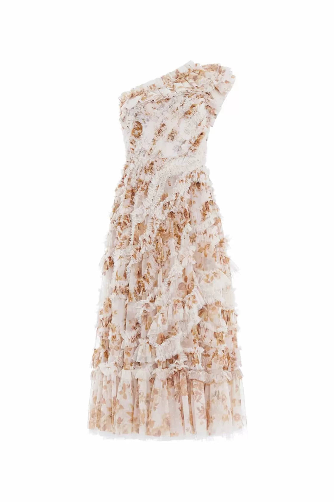 Needle & Thread Suknie Wieczorowe | Sukienki Drukowane-Vintage Rose Aaliyah One-Shoulder Ballerina Dress Multi