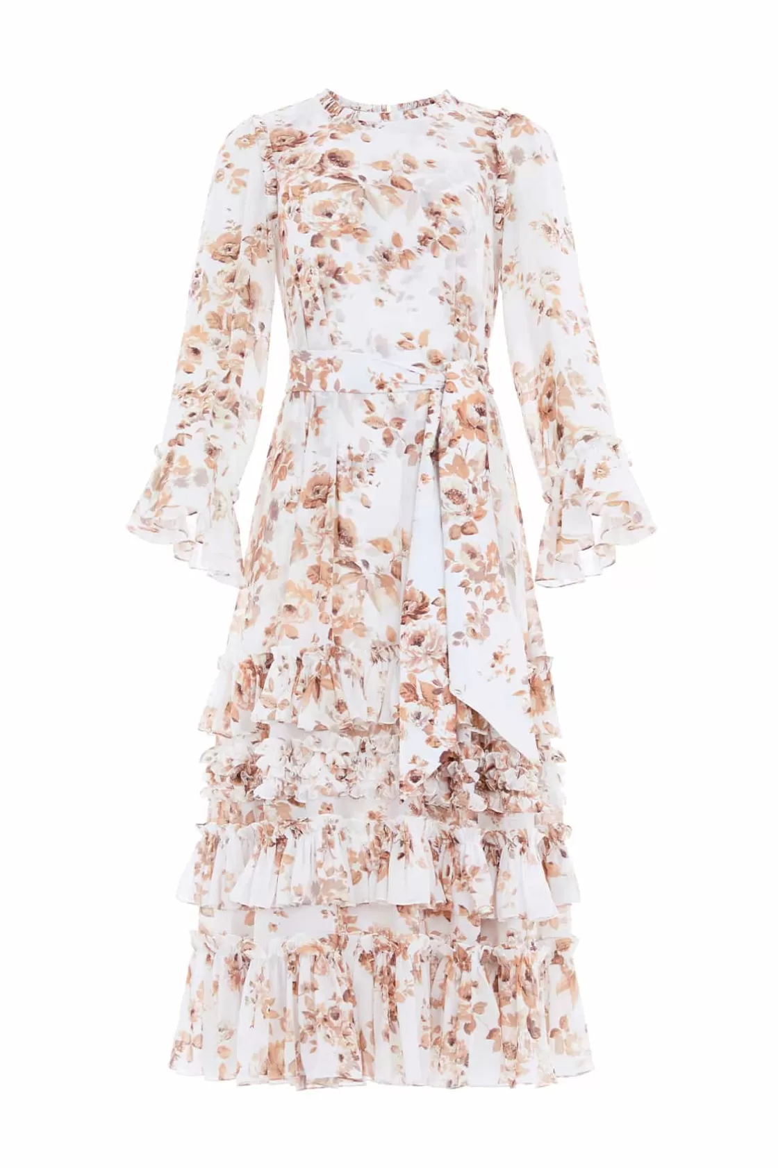 Needle & Thread Gość Weselny | Plus Size-Vintage Rose Chiffon Round Neck Ankle Gown Multi